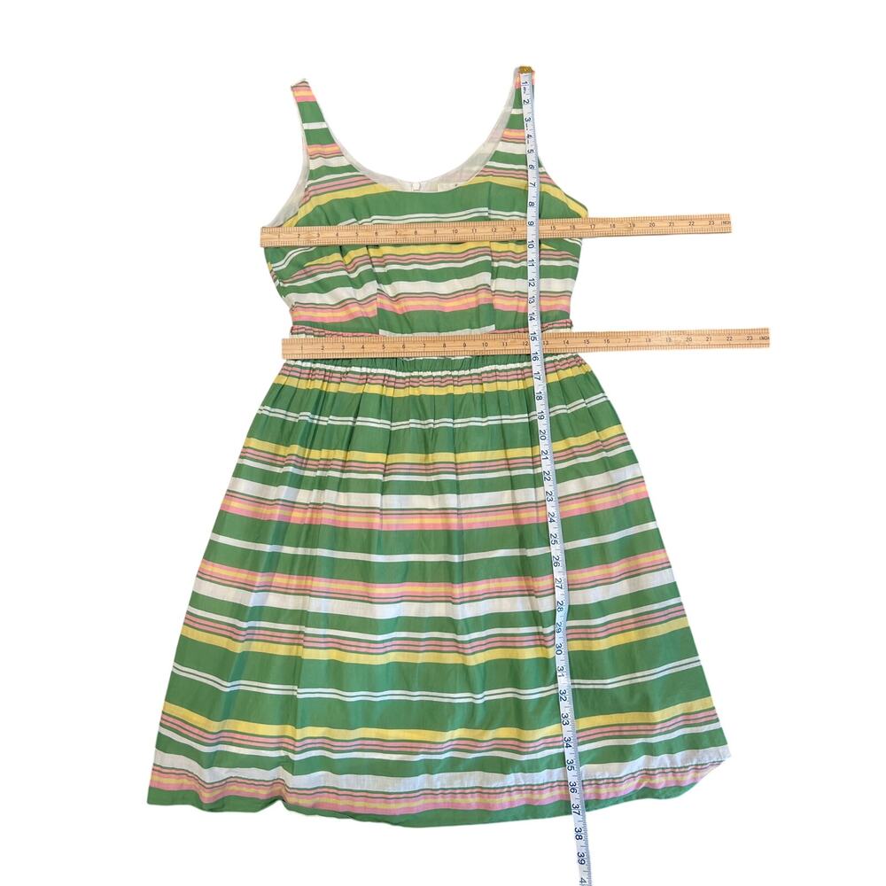 Boden Hattie Green and Pink Striped Fit and Flare Dress Women's Size 4 Pockets - Picture 10 of 11